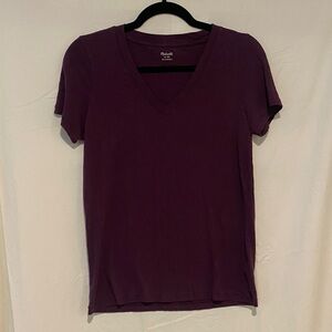 Madewell Deep Purple V-Neck Short Sleeve Tee